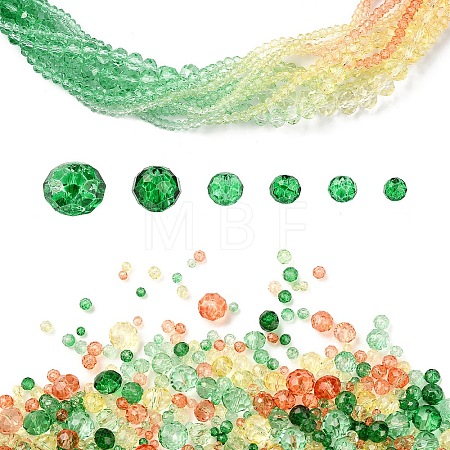 6 Styles Gradient Color Transparent Painted Glass Beads Strands DGLA-YW0001-28D-1
