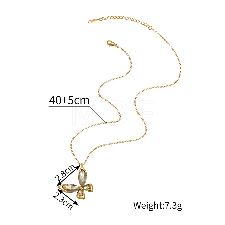 304 Stainless Steel Pave Cubic Zirconia Pendant Necklaces WG0DE03-06-1
