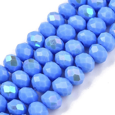 Electroplate Opaque Solid Color Glass Beads Strands X-EGLA-A044-P6mm-L17-1