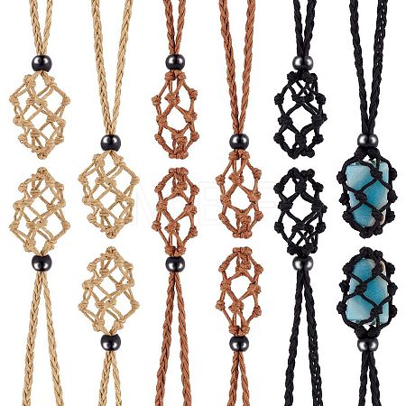 Braided Waxed Cotton Thread Cords Macrame Pouch Necklace Making AJEW-SW00021-1