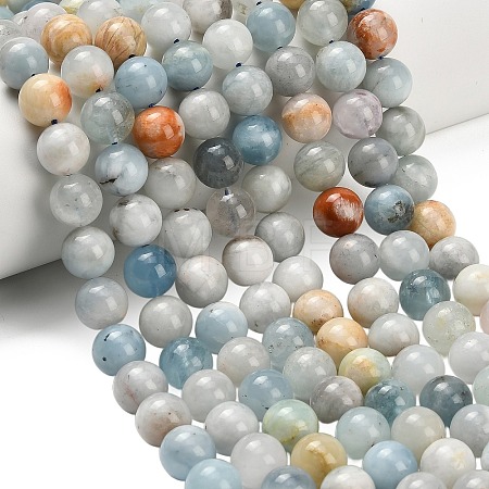 Natural Aquamarine Beads Strands G-F591-29A-10mm-04-1
