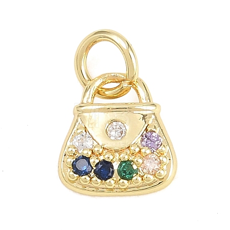 Brass Micro Pave Clear Cubic Zirconia Charms LS-KK-F938-03G-1