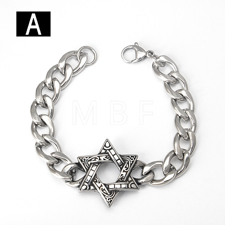 Punk & Viking 304 Stainless Steel Link Bracelets FS-WG44D5C-01-1