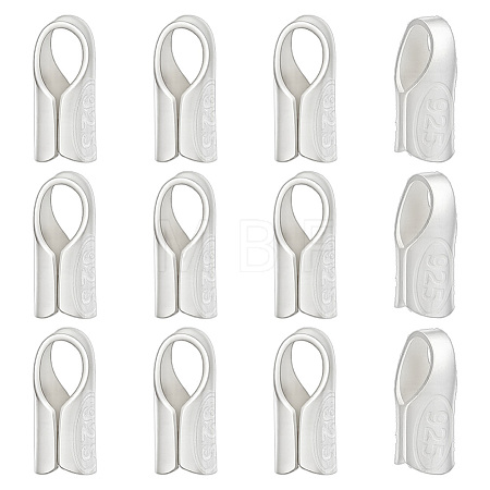 12Pcs Column Sterling Silver Cord Ends STER-BC0004-48B-1