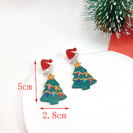 Christmas Polymer Clay & Brass Dangle Stud Earrings FS-WGF7104-03-1