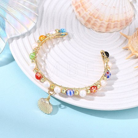 Brass Wire Wrapped Cuff Bangles BJEW-JB13955-1