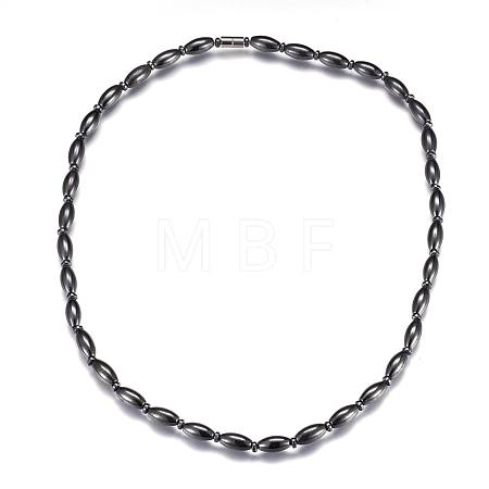 Magnetic Synthetic Hematite Beaded Necklaces NJEW-P190-13O-1