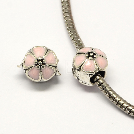 Alloy Enamel Flower Large Hole Style European Beads MPDL-R036-51I-1