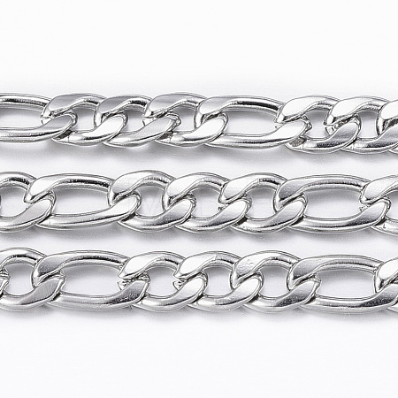Non-Tarnish 3.28 Feet 304 Stainless Steel Figaro Chains X-CHS-H009-13P-1
