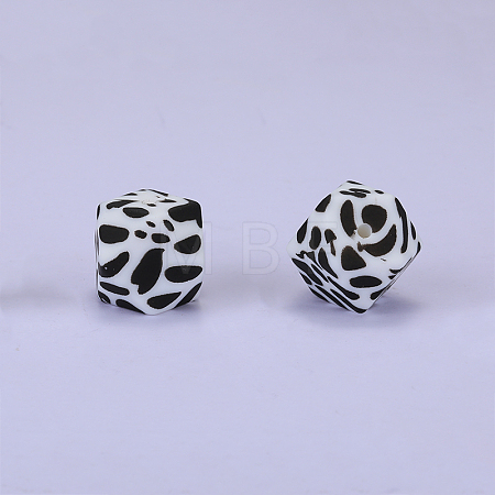 Colorful Pattern Printed Silicone Focal Beads SI-JX0022A-03-1