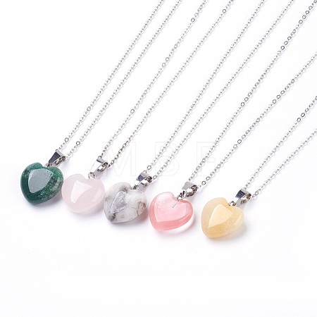 Natural & Synthetic Gemstone Pendant Necklaces NJEW-JN02162-1