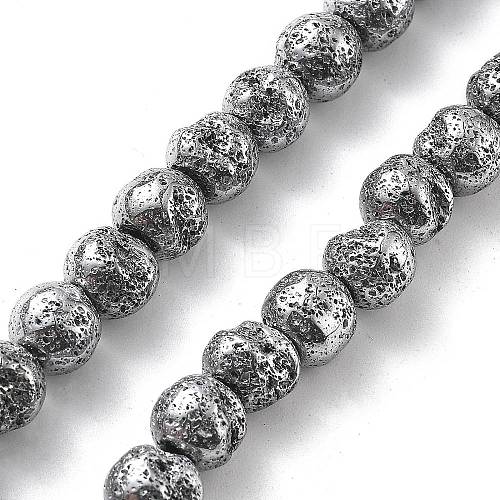 Electroplated Natural Lava Rock Beads Strands G-A251-E01-01J-1