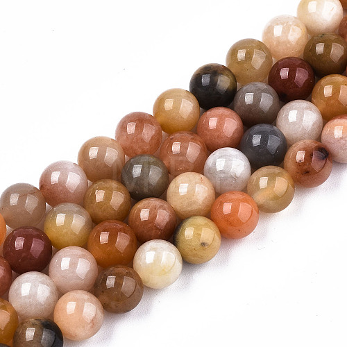 Natural Golden Silk Jade Beads Strands G-S373-004-8mm-1