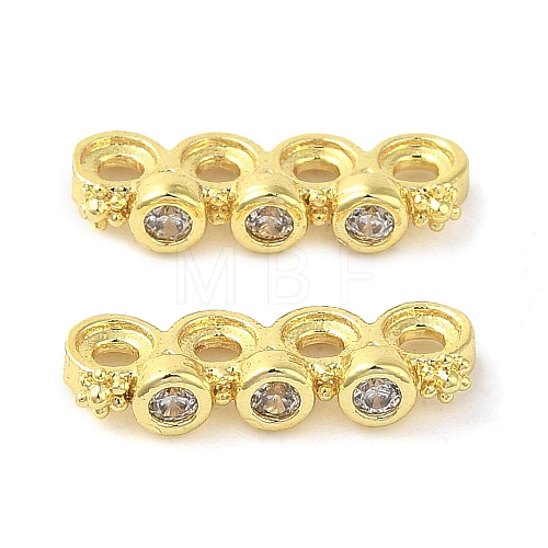 Rack Plating Brass Pave Clear Cubic Zirconia Spacer Bars KK-B088-11C-G-1