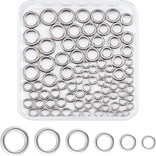 60Pcs 6 Style 201 Stainless Steel Fishing Rod Guide Round Rings FIND-FH0004-93-1