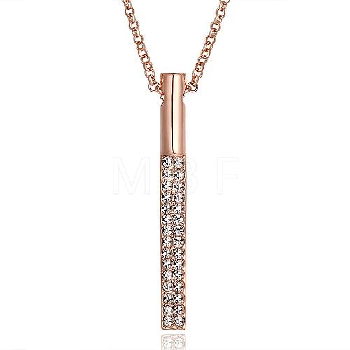Romantic Real Rose Gold Plated Eco-Friendly Tin Alloy Czech Rhinestone Bar Necklaces NJEW-BB08063-RG-1