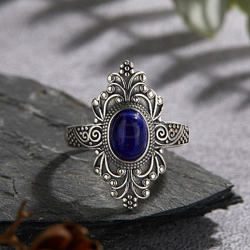 925 Sterling Silver with Natural Lapis Lazuli Finger Rings WGB2E64-12-1