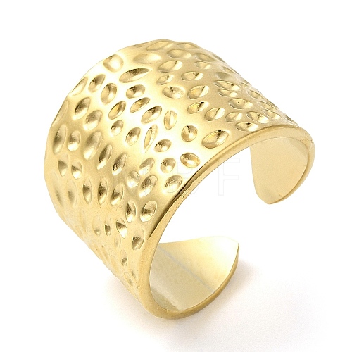 304 Stainless Steel Grooved Open Cuff Ring for Women RJEW-I098-25G-1