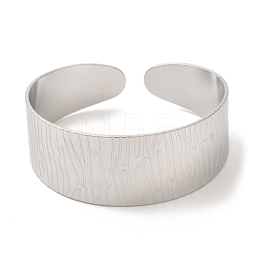 304 Stainless Steel Textured Cuff Bangles for Women BJEW-L682-016P-1