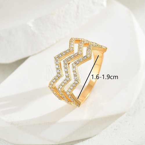 Exquisite minimalist copper inlaid zircon fashion versatile ring ladies party gift. FB4017-3-1