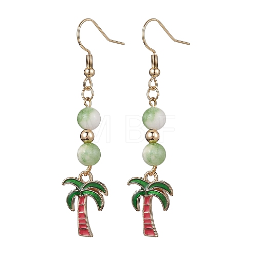 Real 18K Gold Plated Alloy Enamel Dangle Earrings EJEW-JE05667-02-1