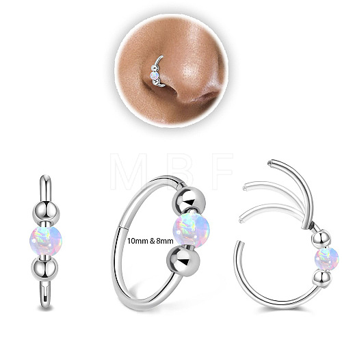 316L Surgical Stainless Steel & Cat Eye Ball Hoop Nose Rings WG275C7-03-1