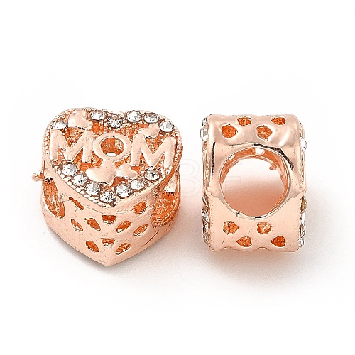 Rack Plating Alloy Rhinestone European Beads PALLOY-P289-47RG-1