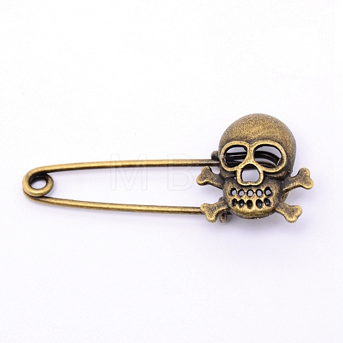 Tibetan Style Zinc Alloy Safety Brooches PALLOY-WH0076-51AB-RS-1