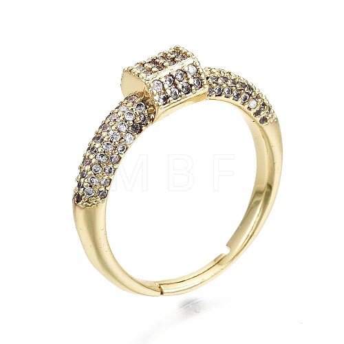 Brass Micro Pave Clear Cubic Zirconia Cuff Rings RJEW-S044-125-NF-1