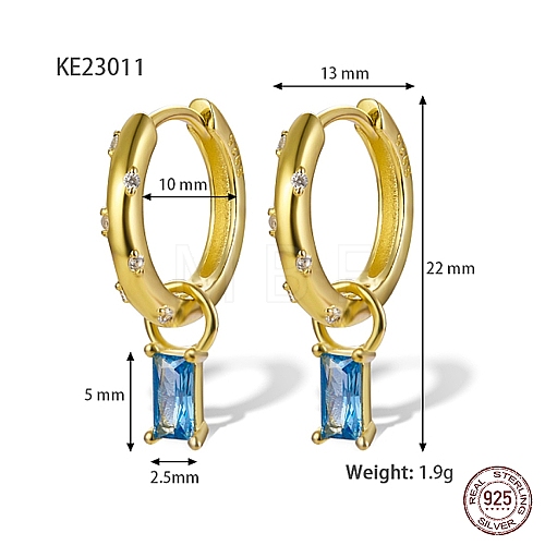 Real 18K Gold Plated 925 Sterling Silver Dangle Hoop Earrings NQ5961-2-1