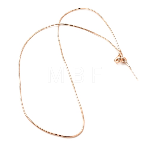 1mm Rack Plating Brass Round Snake Chain Adjustable Slider Necklaces for Women Men MAK-L044-50RG-1