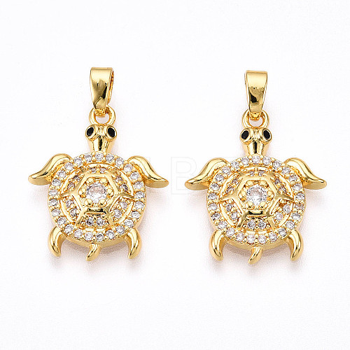 Brass Micro Pave Cubic Zirconia Pendants KK-N257-04G-1