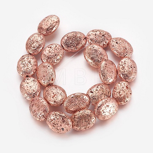 Electroplated Natural Lava Rock Beads Strands G-P400-11RG-1