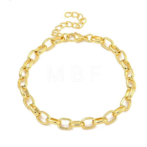 Rack Plating Brass Oval Link Bracelets for Women BJEW-B106-21G-1