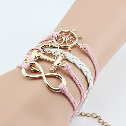 Imitation Leather Link Multi-strand Bracelets for Women Men WG5E2D4-18-1