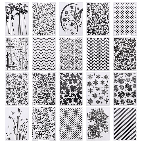 Globleland 20Pcs 20 Styles Plastic Embossing Folder AJEW-GL0002-18-1