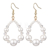 304 Stainless Steel & Natural Cultured Freshwater Pearl Teardrop Dangle Earrings EJEW-JE06862-3