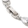 Glass Teardrop with Cubic Zirconia Link Chain Bracelet BJEW-M296-04P-4