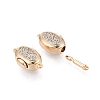 Brass Micro Pave Clear Cubic Zirconia Box Clasps KK-Q074-06G-2
