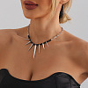 Punk Alloy Thorn Glass Beaded Choker Necklaces for Women WGE9FD8-01-2