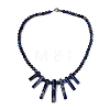 Natural Lapis Lazuli Round Beaded Fan Bib Necklaces NJEW-N064-04C-1