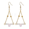 Triangle Iron Chain and Glass Dangle Earrings EJEW-JE05963-01-1