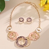 Alloy Enamel Pendant Necklaces & Stud Dangle Earrings Sets for Women FS-WG274F2-02-3