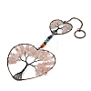 7 Chakra Heart Tree of Life Brass & Natural & Synthetic Gemstone Beads Hanging Ornament G-H359-01R-02-3