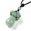 Natural Green Aventurine Mushroom Pendant Necklace NJEW-E065-01A-3