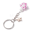 Tortoise Glass Seed Beads Pendant Keychain HJEW-MZ00105-02-4