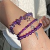 3Pcs Alloy & Natural Amethyst Beads Charm Bracelets DY7954-1-1