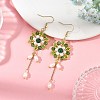 304 Stainless Steel with Glass Beads Dangle Earrings EJEW-MZ00808-3