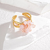 304 Stainless Steel and Synthetic Quartz Cuff Open Rings FS-WG4BB63-01-1