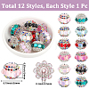 12Pcs 12 Colors Sparkling Acrylic Rhinestone Round Beads OACR-PA0002-12-2
